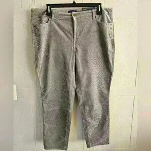 Talbots Flawless Slim Leg Ankle Mid-rise Gray Fine Whale Corduroy Pants 18W NWT